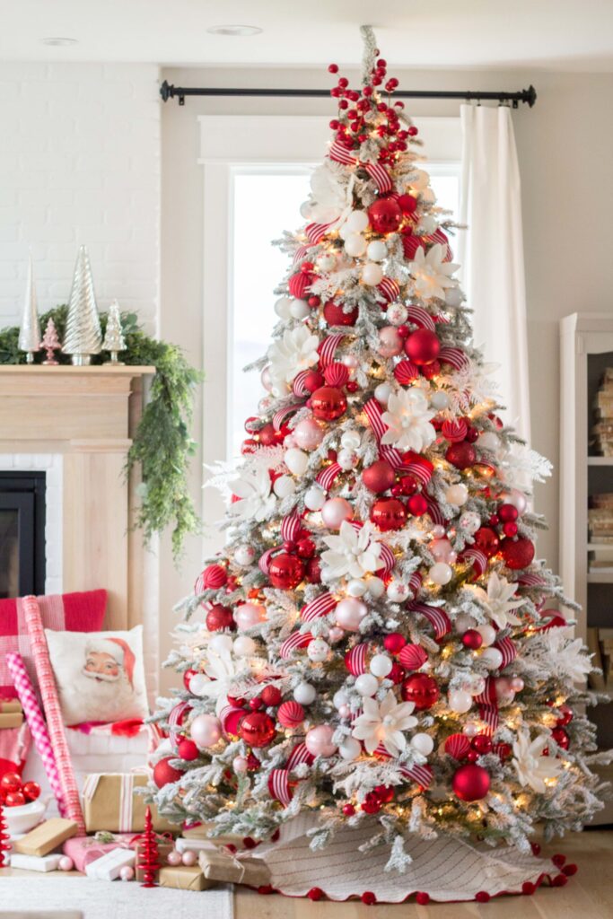 Red and White Color Christmas Tree