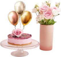 Flowers , Cake and Balloons