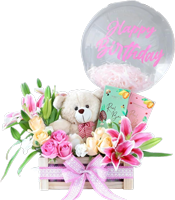 Flowers , Teddy and Balloons